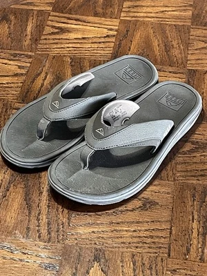 Sandálias masculinas Reef tamanho 9 flip flop couro marrom C-17 CLC - Imagem 1 de 4