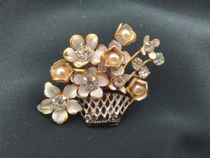 SPILLA SANDOR VINTAGE ANNI 40 SPILLA CESTO FIORE STRASS FINTA PERLA VINTAGE TENUTA - Foto 1 di 11