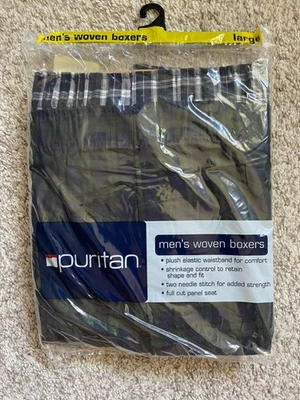 Vtg Puritan Boxer Briefs Mens Large NOS 2pk New & Sealed 90s 60/40 Cotton Woven - Image 1 of 4