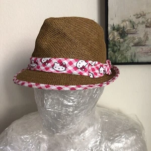 Hello Kitty S/M Hat by Sanrio 2012 21" Circumference Fedora Bucket Hat Straw  - Picture 1 of 5