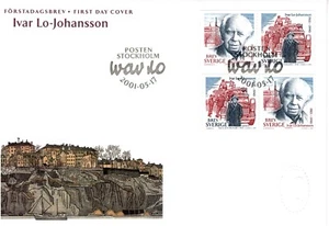 SWEDEN FDC IVAR LO-JOHANSSON WRITER LITERARY 2001 ISSUE - Picture 1 of 1