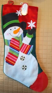 Trim A Home Christmas Stocking - Waving Snowman with Snowflake - Picture 1 of 2
