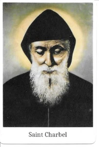 Tarjeta Santa de San Charbel Makhlouf Monje Maronita y una Medalla de 1" de San Charbel - Imagen 1 de 4
