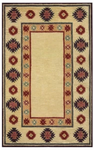 3x5 Rizzy Rugs Beige Bordered Jagged Prickly Door Mat SU2015 - Aprx 3' x 5' - Picture 1 of 3