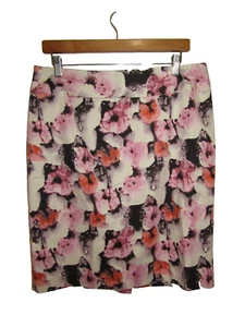 JIGSAW Pink Floral Knee Length Skirt Size 14 Large L - Picture 1 of 2