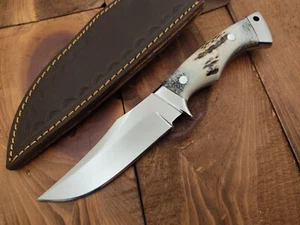 Custom Handmade 440c Steel Survival EDC Camping Outdoor Hunting Knife Stag Horn - Picture 1 of 15