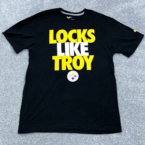 Pittsburgh Steelers Shirt Men Large Black Yellow Tee Nike Troy Polamalu Adult 