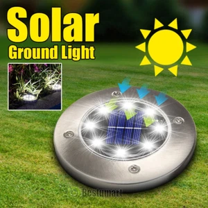 Solar Ground Light 8LED White Solar Outdoor Garden Lights Mark Light Waterproof - Picture 1 of 17