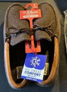 Slippers Dluxe by Dearfoam Size 11-12 - Brown W/Outdoor Soles NWT - Picture 1 of 8
