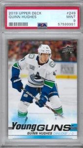 RARE-2019-20-U.D. YOUNG GUNS ROOKIE-QUINN HUGHES R.C-GRADED PSA MINT 9 VANCOUVER - Picture 1 of 2