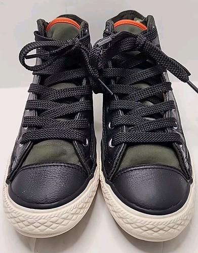 Converse Chuck Taylor All Star Verde oliva. Pelle. Zip Laterale Junior Taglia 2