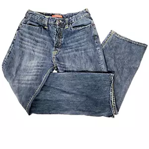 Ed Hardy Jeans Mens 29x30 Straight Leg Button Fly Distressed Dark Wash Vtg Y2K - Picture 1 of 11