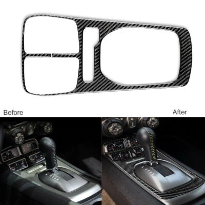 Acabamento da tampa do painel de câmbio automático fibra de carbono para Chevrolet Camaro 2010-15 - Imagem 1 de 4