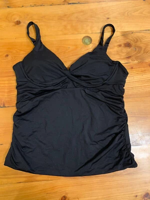 Camiseta tankini para mujer Anne Klein talla 40B/38C negra torcida frontal Foto 1 de 4