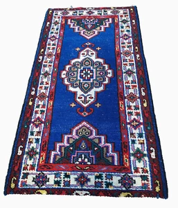 Rare Handmade / Woven Hamadan Mid Eastern Rug / Carpet / 182cm x 93cm = 6' x 3' - Picture 1 of 15