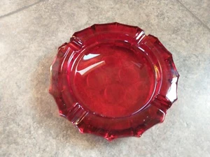 Vintage Ruby Red Glass Ash Tray 1960's Viking Glass? Fostoria? Torch Eagle Bell - Picture 1 of 5