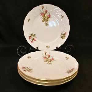 Rosenthal Salad Plates Set of 4 Classic Moss Rose 8 5/8" Red w/Gold 1979-1990 - Picture 1 of 14