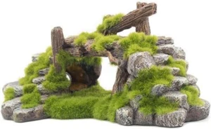 Fish Tank Decoration Moss Rockery Stone Plants Wood Ruins Landscaping Turtle - Picture 1 of 8