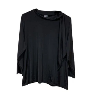 Worthington Damen Langarm Schwarz Shirt Top Bluse Bindeband Ausschnitt Petite Größe PS - Bild 1 von 6