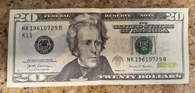 2017 20 dollar bill birthday note currency July 29, 1961 07/29/1961 - Image 1 of 2