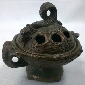ANTIQUE VINTAGE BRONZE BIRD DRAGON INCENSE BURNER - WEIDLICH BROTHERS ??? - Picture 1 of 18