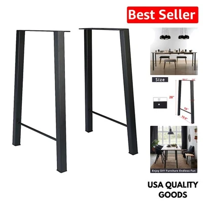 耐用黑色28英寸钢制桌腿-2件套现代DIY家具 — 第 1/4 张图片