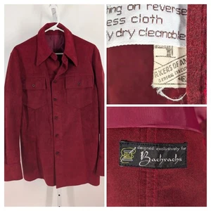 Vintage 70s Bachrachs Ultrasuede Clay Red Shirt Jacket Mod Disco Unionmade USA - Picture 1 of 5