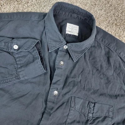 Тряпка и кости стандартный выпуск мужской XL твердый черный на пуговицах длинным рукавом - Изображение 1 из 4