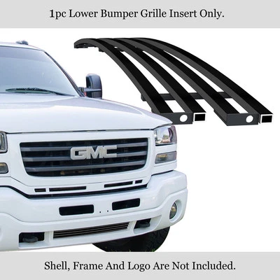 Fits 03-06 GMC Sierra 1500/2500HD/3500 Stainless Black Bumper Billet Grille - Image 1 of 4
