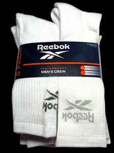 Reebok Crew Socks Mens 6-12.5 White 5 Pack Logo Performance Cushion Comfort Gym - Picture 1 of 19