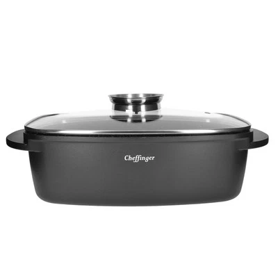 Cheffinger, Pentola da arrosto rettangolare 32 cm con coperchio in vetro - Immagine 1 di 4