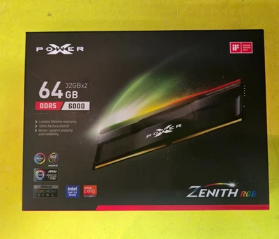 64GB Zenith RGB 6000 MHz DDR5 Desktop Memory Kit  (32GBX2) -- Silicon Power - Image 1 of 4