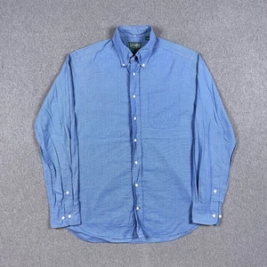 Gitman Bros Shirt Mens Large Vintage Blue Houndstooth Button Down Made in USA - Picture 1 of 11