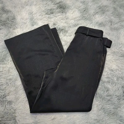 Witchery Tulle Shimmer Wide Leg Trouser Evening Pants Womens 12 Black Belted Y2K - image 1 of 4