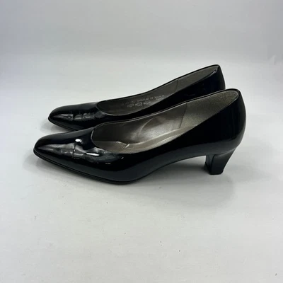 Tacones de corte Gabor para mujer de charol negro Reino Unido 7 elegantes cómodos tacón medio Foto 1 de 4