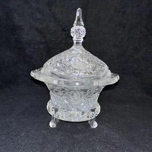 Beautiful Lead Crystal Footed Candy Dish 7 1/2 inches tall and 5 1/2 inches wide - Picture 1 of 14