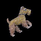 Brown Yellow Crystal Rhinestone Hound Dog Animal Brooch Pin Gift