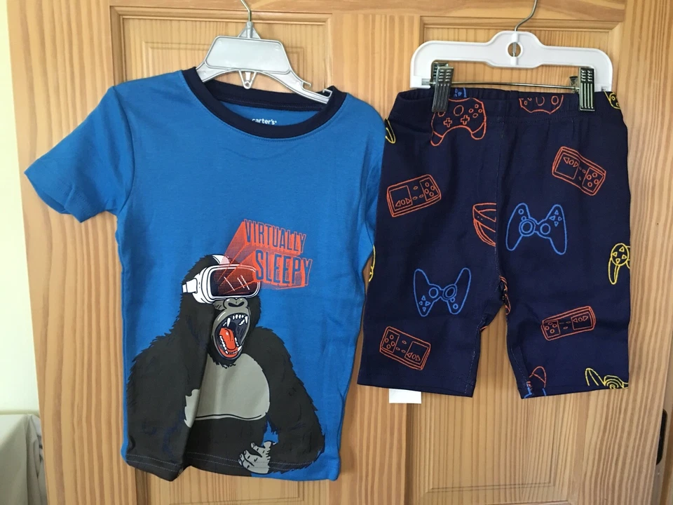 New Carter's Boys Gorilla Pajama set Snug Fit Shorts many sizes Blue Navy - Image 1 of 1