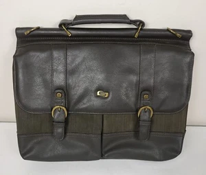 Solo Leather Canvas Satchel Messenger Bag 16" Brass Hardware "Bradford" NEW - Picture 1 of 17