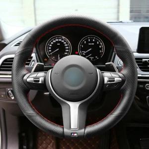 Non-slip Durable Black Leather Car Steering Wheel Cover For BMW F30 F34 F22 F23  - Picture 1 of 7