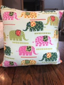 Child’s Pillow. SOFT And SNUGGLY. Flannel Pillow With Elephants. Bright Colors - Picture 1 of 4