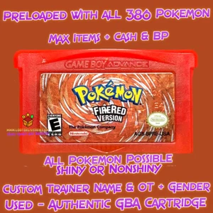 Pokemon Fire Red Authentic GBA Gameboy Advance - All 386 Pokemon - Picture 1 of 12