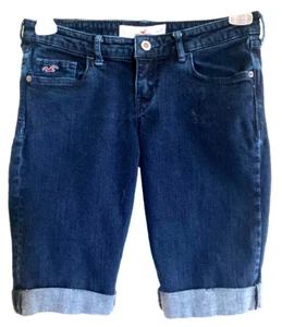 Hollister Womens Shorts/Capri W27xL33 Cuffed Skinny Low Rise Blue Jeans Stretch - Picture 1 of 8