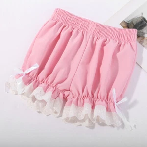 Kids Girls Pumpkin Pants Shorts Underpants Lolita Bloomers Lace Ruffle Cosplay - Picture 1 of 17