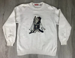 Pivot Rules Golf Sweater White 100% Cotton Golf Design Mens Size XL - Picture 1 of 12