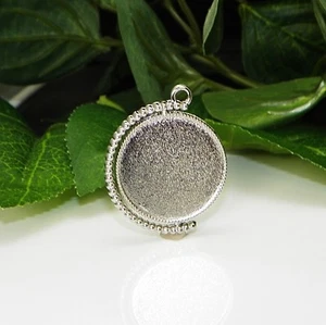 20mm Double Sided Rotating Silver Plated Cabochon (Cab) Drop Setting - Picture 1 of 3