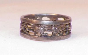 Turtles Sterling Silver Ring Size 8 Filagree 925 Vintage - Picture 1 of 4