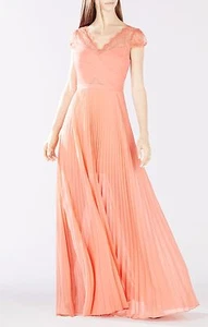 NUEVO BCBGMAXAZRIA MADALENA VESTIDO PLISADO CUERPO CRUZADO JGK67E98/L393A TALLA 4 - Imagen 1 de 3