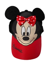 Disney Minnie Mouse Ears Hat Toddler Girls Cap with 3D BOW Red Black New - Picture 1 of 4
