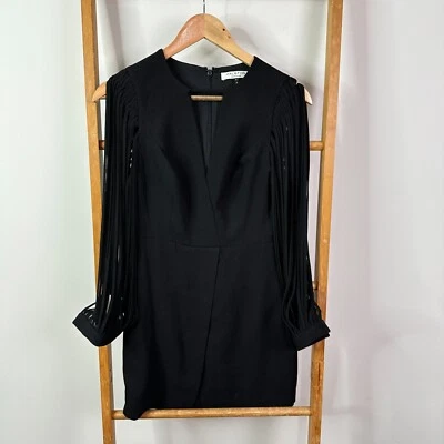 Платье женское Halston Heritage 0 черное с длинным рукавом v-образным вырезом мини - Изображение 1 из 4